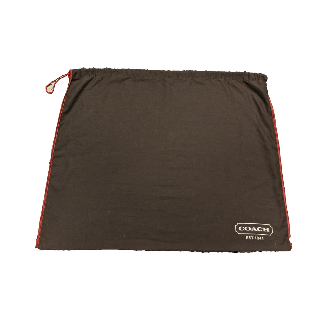 COACH Dust Bag Protective Purse Cover Brown Storage Red Edge Drawstring 19”x 22”